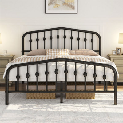 Yaheetech Black 5Ft King Metal Bed Frame With Arched Headboard And Footboard from B&Q