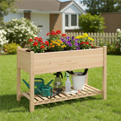 Yaheetech Raised Garden Bed Elevated 2 Tiers Fir Wood Planter Box from B&Q