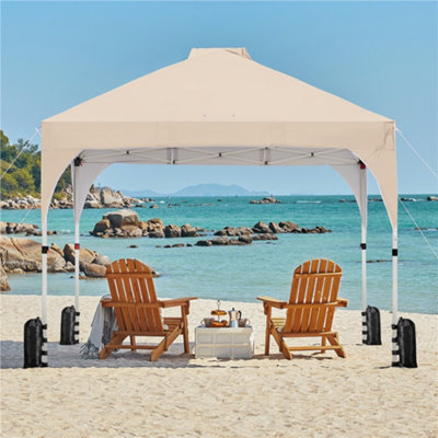 Yaheetech 3Mx3M Beige Portable Fabric Pop Up Canopy Tent from B&Q