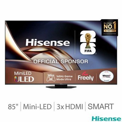Hisense 85 Inch Mini Led 4K Smart Tv 85U8Qtuk 165Hz Dolby Vision Atmos Vidaa Ai Gaming Ultra Hd Television