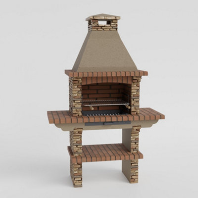 Callow 402L Stone Masonry Barbecue Bbq With Grill And Side Tables from B&Q