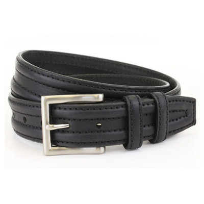 B&Q Luxury Full Grain Leather Mens Belt - Black (Small)