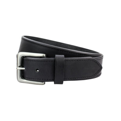 Full Grain Leather Belt Chamfered Edge: Black (M) from B&Q