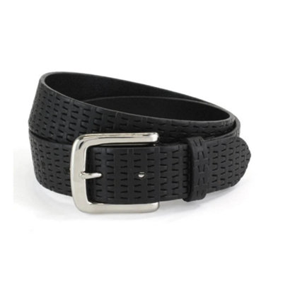 Embossed Leather Belt: Black (S) from B&Q