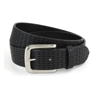 Embossed Leather Belt: Black (L) from B&Q