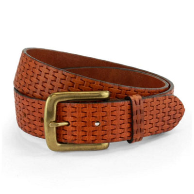 Embossed Leather Belt: Tan (L) from B&Q