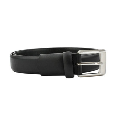 Leather Stretch Belt Brushed Silver Buckle: Black (S) from B&Q