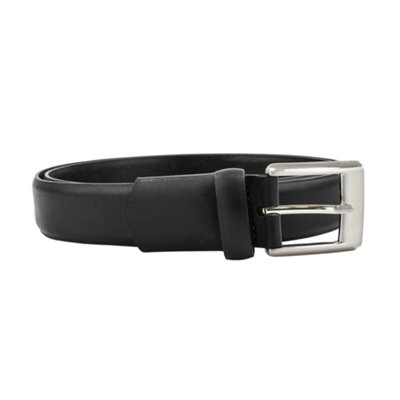 Leather Stretch Belt Brushed Silver Buckle: Black (M) from B&Q