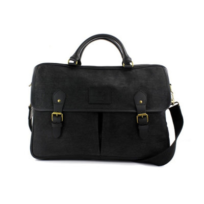 British Bag Company Navigator Waxed Canvas BriefcaseBlack from B&Q