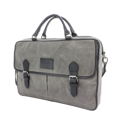 British Bag Company Navigator Waxed Canvas BriefcaseGrey from B&Q