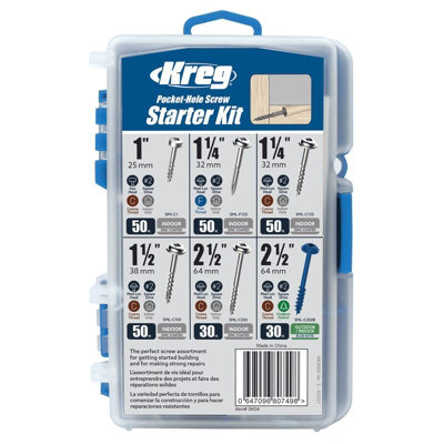 Kreg Starter Screw Kit Contains 260 Kreg Screws In Six Popular Sizes from B&Q