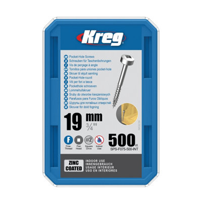 Kreg Pocket Screws19mm / .75"  No. 6 Fine  Pan-Head  500Ct from B&Q