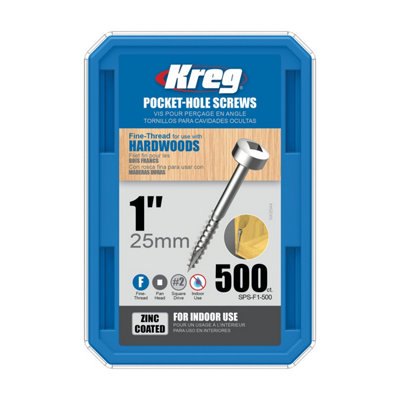 Kreg Pocket Screws25mm / 1"  No. 6 Fine  Pan-Head  500Ct from B&Q