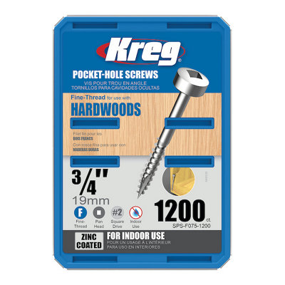 Kreg Pocket Screws19mm / .75"  No. 6 Fine  Pan-Head  1200Ct from B&Q