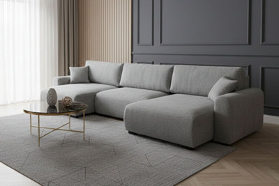 Stratus Interiors Grey U-Shape 6 Seater Sofa Bed With Sleeping Function & Bedding StorageHighly Elastic Foam Fabric Sofa W336 X D140 X H88 Cm from B&Q