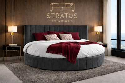 Stratus Interiors Grey Orbis Round BedLuxury Statement Bed For Bedroom from B&Q