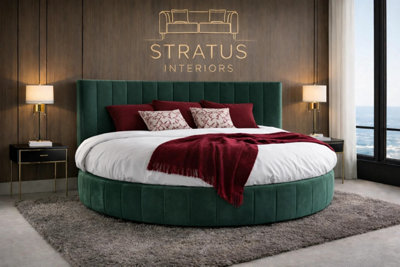 Stratus Interiors Green Orbis Round BedLuxury Statement Bed For Bedroom  6Ft 6 Diameter from B&Q