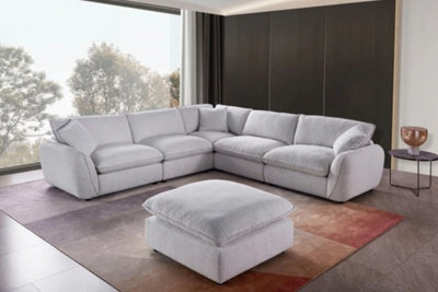 Stratus Interiors Berlin Comfy Jumbo SofaModern Deep-Seated Fabric Sofa With Full Back CushionsCorner Sofa from B&Q