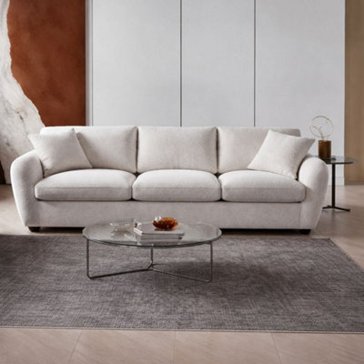 Stratus Interiors Berlin Comfy Jumbo SofaModern Deep-Seated Fabric Sofa With Full Back Cushions3 Seater from B&Q