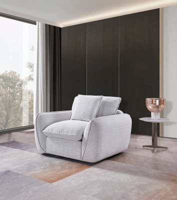 Stratus Interiors Berlin Comfy Jumbo SofaModern Deep-Seated Fabric Sofa With Full Back CushionsArmchair from B&Q