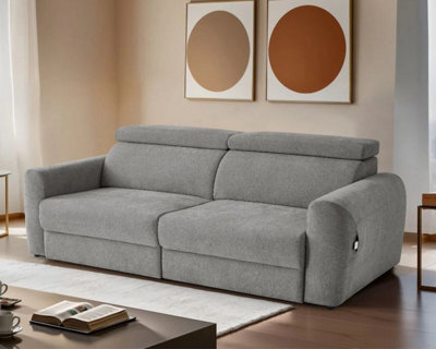 Stratus Interiors Dakota 3 Seater Electric Recliner Sofa BedPower Reclining CouchGrey from B&Q
