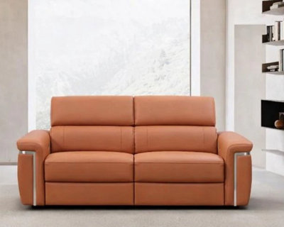 Stratus Interiors Somerville Electric Leather Recliner SofaTan  Usb Charging And Cup Holders2-Seater Power Reclining Sofa from B&Q