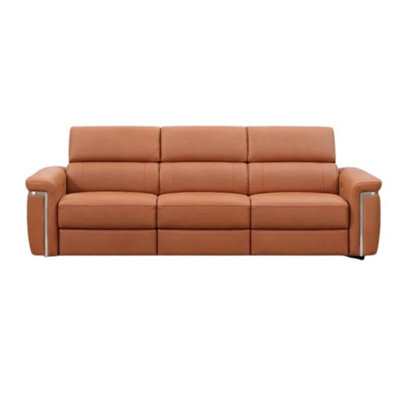 Stratus Interiors Somerville Electric Leather Recliner Sofa -Tan Usb Charging And Cup Holders3 Seater Power Reclining Sofa from B&Q