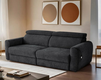 Stratus Interiors Dakota 3 Seater Electric Recliner Sofa BedPower Reclining CouchBlack from B&Q