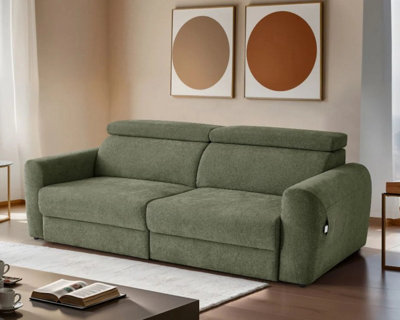 Stratus Interiors Dakota 3 Seater Electric Recliner Sofa BedPower Reclining CouchGreen from B&Q