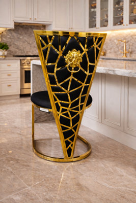 Stratus Interiors Dragon Dining Chairs Gold Geometric Accents With Lion Knocker Black from B&Q