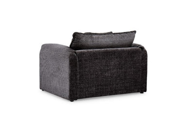 Stratus Interiors Solaya Luxury Chenille Sofa DurableStylish Black Living Room SeatingFootstool from B&Q