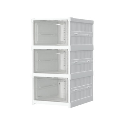 Kokoma 3-Tier Foldable Shoe Storage Box UnitWhite from B&Q