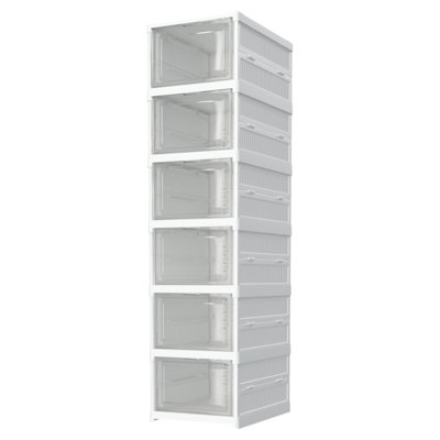 Kokoma 6-Tier Foldable Shoe Storage Box UnitWhite from B&Q