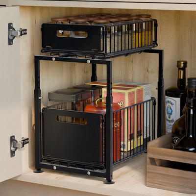 B&Q -  2 Tier Pull-Out Storage Rack For Kitchen Undersink Organization