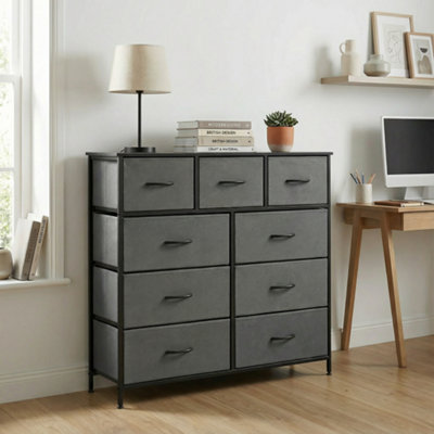 B&Q Grey 9-Drawer Storage Unit, Chest Of Drawers For Bedroom Size 9 B&Q