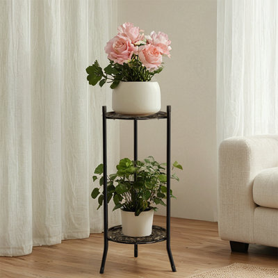 B&Q -  2-Tier Metal Plant Display Stand Corner Shelving