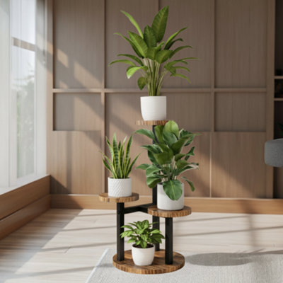 B&Q -  3-Tier Indoor Plant Stand Compact Corner Shelving