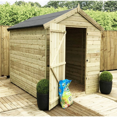 Marlborough7 X 6 Garden Shed Premier Pressure Treated T&g Apex + Single Door  (7' X 6' / 7Ft X 6Ft) (7X6 ) from B&Q