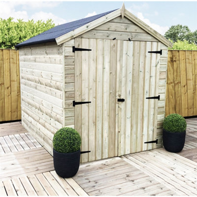 B&Q - Marlborough8 X 6 Garden Shed Premier Pressure Treated T&g Apex Wooden Garden Shed + Double Doors (8' X 6' / 8Ft X 6Ft) (8X6 )