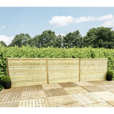 Marlborough 3Ft (0.92M X 1.83M) Horizontal Fencing PanelPressure Treated 12mm Wooden1 X Fence Panel (3Ft X 6Ft) (3X6) from B&Q