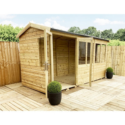 Marlborough 10 X 10 Reverse Pressure Treated T&g Apex Summerhouse + Double Doors + Lock & Key (10' X 10' /  (10Ft X 10Ft) (10X10)