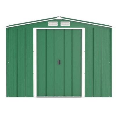 Salford 8 X 6 Apex Metal Garden Shed - Green (8Ft X 6Ft / 8' X 6' / 2.6M X 1.8M)