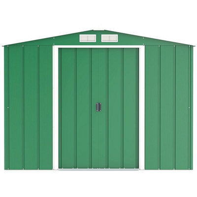 Salford 8 X 8 Apex Metal Garden Shed - Green (8Ft X 8Ft / 8' X 8' / 2.6M X 2.4M)