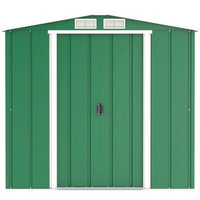 Salford 6 X 4 Apex Metal Garden Shed - Green (6Ft X 4Ft / 6' X 4' / 2M X 1.2M)