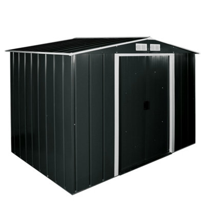 Salford 8 X 6 Apex Metal Garden Shed - Anthracite Grey (8Ft X 6Ft / 8' X 6' / 2.6M X 1.8M)