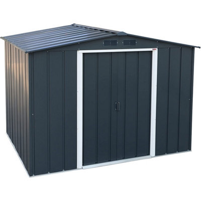 Salford 8 X 8 Apex Metal Garden Shed - Anthracite Grey (8Ft X 8Ft / 8' X 8' / 2.6M X 2.4M)