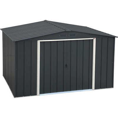 Salford 10 X 8 Apex Metal Garden Shed - Anthracite Grey (10Ft X 8Ft / 10' X 8' / 3.2M X 2.4M)-36147 