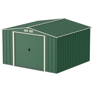 Salford 10 X 10 Apex Metal Garden Shed - Heritage Green (10Ft X 10Ft / 10' X 10' / 3.2M X 3M)