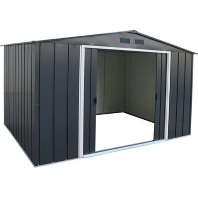 Salford 10 X 10 Apex Metal Garden Shed - Anthracite Grey (10Ft X 10Ft / 10' X 10' / 3.2M X 3.0M)