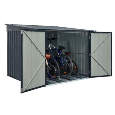 Salford 6 X 6 Pent Metal Bike Store / Garden Shed - Anthracite Grey (6Ft X 6Ft / 6' X 6' / 2.1M X 2.0M)